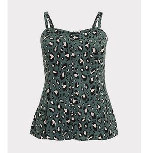Torrid Green Leopard Button Fit & Flare Cami